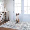 Abstract 3x5 Washable Rug-Modern Non Slip Area Rug Soft Carpet Foldable Distressed Stain Resistant Neutral Rugs for Hallway Living Room Bedroom Decor Indoor Small Farmhouse Rug 3'x5' Blue Gray