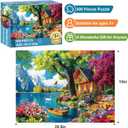 300 Piece Puzzles for Adults,Vintage Lake House Jigsaw Puzzle for Adults Kids Elderly,Large Piece Tree Puzzle for Kids Age 8-10 10-12,Challenging Landscape Puzzle,Family Game Great Gift 20.5x15in