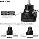 Adjustable EFI Fuel Pressure Regulator Kit 3-70PSI with AN8 Feed Port and AN6 Return Port (black)