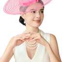 BABEYOND Wide Brim Tea Party Fascinator Kentucky Hat Derby Fascinator Wedding Hat for Cocktail