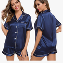 LecGee Womens Silk Satin Pajamas Short Sleeve Loungewear Two-Piece Sleepwear Button-Down Pj Set
Size 3XL