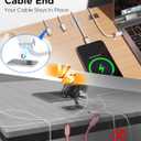 3 x USB C to C Cable StayCable with Organizer Magnetic Holder 5FT, 60W Fast Charging Braid Type-C Charger Data Cord, for iPhone 17/16/15 Laptop Car Desk Nightstand Cable Management Original Design (White)