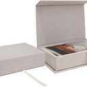Vienrose Linen 4" x 6" Photo Cases and Postcard Keeper Storage Container Box 1Pcs for Photo, Postcard, Decorative Paper, Beige