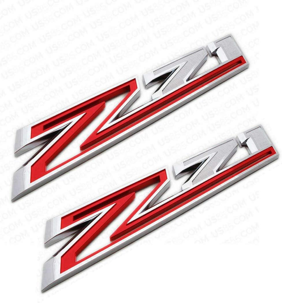 2X Large Size Z71 RH LH Side Fender Emblem Nameplate Badge Decal Replacement for 2019-2021 Chevy Silverado (Chrome Red)