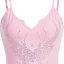 SOLY HUX Women's Y2k Gothic Lace Trim Cami Crop Top Sleeveless Sexy Tank Tops Camisole Clubwear Outfit (Pink, M)