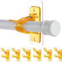 6 Pack Self Adhesive Curtain Rod Bracket Holding up to 20lbs, Easy to Assemble with No Drill Nail Scrawl, Transparent Orange Sticky Hanger and Holder