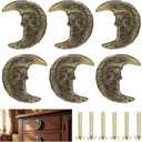 6 Pcs Unique Cabinet Knobs Moon Drawer Pulls Gothic Dresser Knobs Finish Cast Iron Crescent Moon Face Cabinet Handles Retro Vintage Gothic Drawer Pulls Whimsical Decor for Kitchen Wardrobe