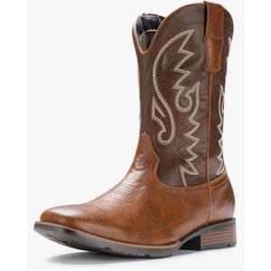 IUV Cowboy Boots For Men with Wide Square Toe Western Retro Boot Durable Classic Fashionable Embroidered Pull On Slip Resistant Boots Size 10.5 IUV Cowboy Boots For Men with Wide Square Toe Western Retro Boot Durable Classic Fashionable Embroidered Pull On Slip Resistant Boots Size 10.5