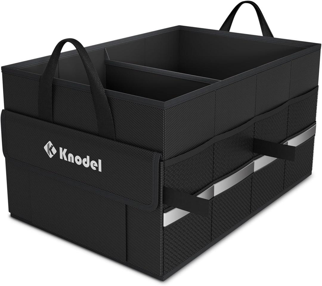 K KNODEL Car Trunk Organizer, Foldable Organizer for Car, Automotive Consoles & Organizers, Storage with Reinforced Handles (Small, Black)