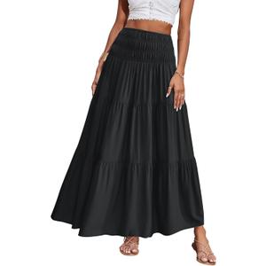 CFLONGE Summer Maxi Skirts for Women 2025 Fashion Boho Long Skirt Trendy Floral High Waist A Line Beach Skirt Vacation Outfit, XL