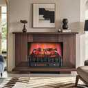23 Inch Electric Fireplace Heater, Fireplace Logs Inserts Infrared Quartz Heater w/ 5-Level Flame & Brightness, Adjustable Thermostat & Overheat Protection, 8H Timer, 1500W