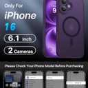 Magnetic for iPhone 16 Case,Upgraded [Full Camera Protection][Compatible with Magsafe][Mil-Grade Protection] Shockproof Slim Anti-Yellow Translucent Matte Phone Case for iPhone 16,Deep Purple