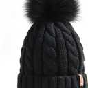 FURTALK Winter Beanie Hat for Women Fleece Lined Faux Fur Pom Pom Hats Womens Warm Thick Knit Skull Cap