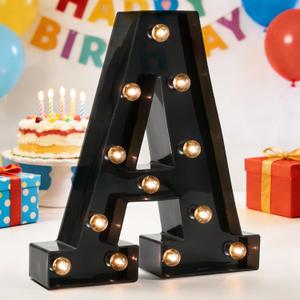 Light Up LED Letter Marquee Sign - Alphabet Marquee Letters with Lights For Wedding Birthday Party Christmas Night Light Lamp Home Bar 2026 Graduation Decoration A, Black