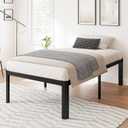 Hunlostten 16" Heavy Duty Twin Bed Frame No Box Spring Needed, Metal Platform Bed Frame Twin with Round Corners, Easy Assembly, Noise Free, Black