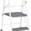 HBTower Kids 2 Steps Step Stool, Toddler Tower for Kitchen Counter Learning, Toddler Kitchen Stool Helper with Anti-Drop Safety Railing Kids Standing Folding Stepper