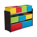 Delta Children Deluxe Multi-Bin Toy Organizer with Storage Bins, Dark Chocolate/Primary Colored Bins