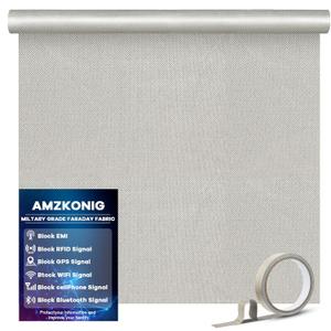 Faraday Fabric 43 x 196.8, Military Grade Signal Blocking Cloth Shields, Conductive Material Cover for WiFi, Cell, Bluetooth, RFID, EMP Protection with Faraday Tape