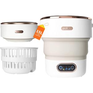 Portable Washing Machine 15L, Mini Washer with 4 Modes and Spin Basket, Large Capacity Laundry Washer Deep Cleaning for Underwear, Baby Clothes, Foldable Washing Machine for Apartments, Camping, Travel