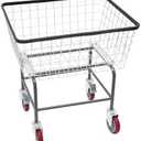 Wingderlier Wire Laundry Cart, Wire Laundry Basket with Wheels, Commercial Wire Laundry Basket Cart, Heavy Duty Rolling Wire Laundry Cart for Laundry Clothes Storage (Type 2), Black, Red, Silver