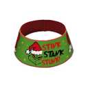 Green Christmas Tree Skirt Collar, Stink Stank Stunk Mini Fabric Tree Ring 24x8x16 Inch Diameter for Small Xmas Tree, Funny Miniature Tree Stand Cover Tiny Home Holiday Party Decoration