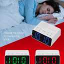 Digital Alarm Clock Radio with AM/FM Radio, Multi-Colors 1.4” LED Digits, Preset, Sleep Timer and Clear Display with Dimmer for Bedroom Bedside, Outlet Powered with Battery Backup (White C)