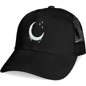 Baseball Caps Embroidered Adjustable Mesh Dad Hat Black Trucker Hats for Men and Women, One Size, Black