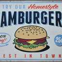 Vintage Metal Sign - Hamburger Fast Food Shop Tin Sign Wall Decor prints