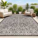 JONATHAN Y Boho Medallion Indoor Outdoor Area Rug 5X8 Black/Gray, Malta Textured Weave for Backyard, Patio, Porch, Easy-Cleaning, High Traffic, Pet-Friendly, Non-Shedding (SMB104C-5)