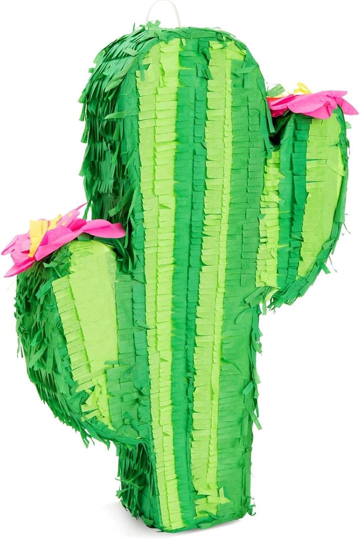 Juvale Cactus Pinata for Taco Party Decorations & Adult Party Decorations - Durable Corrugated Paper with Easy Top-Fill Opening - 16.5 x 11.5 x 3 In, Green
