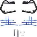  Nerf Bars Foot Pegs Compatible with All Years Yamaha Raptor 700 YFM 700 YFM700 YFM700R Side Steps Heel Guards (Black Nerf + Blue Nets)