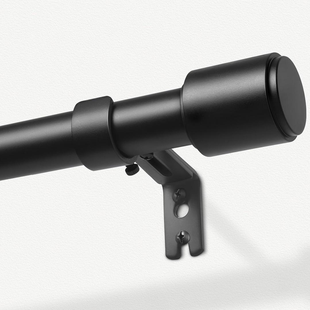 Curtain Rods for Windows 48 to 84, Black Curtain Rod, 1 Inch Heavy Duty Decorative Drapery Rods with Adjustable Length for Living Room, Bedroom, Outdoor/Indoor (32"-86")