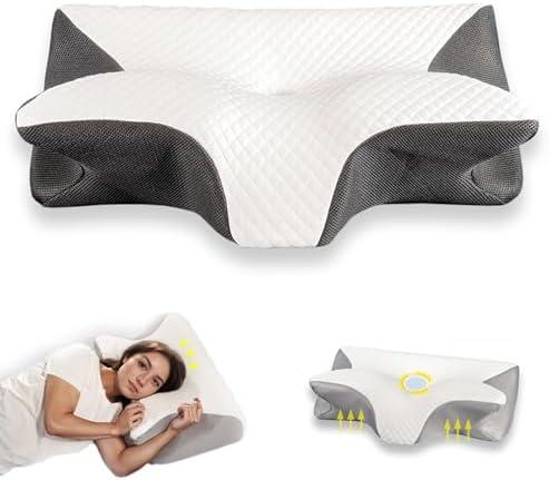 Cervical Neck Pillow for Pain Relief & Sleeping - Orthopedic Memory Foam Pillow, Ergonomic Contour for Side Sleepers, Neck and Shoulder Support (Black)