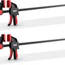 24" Bar Clamps for Woodworking, 2-Piece One-Handed Clamp/Spreader with 2.7 Inch Throat, Light-Duty Quick-Change F Clamp with 170 lbs Load Limit