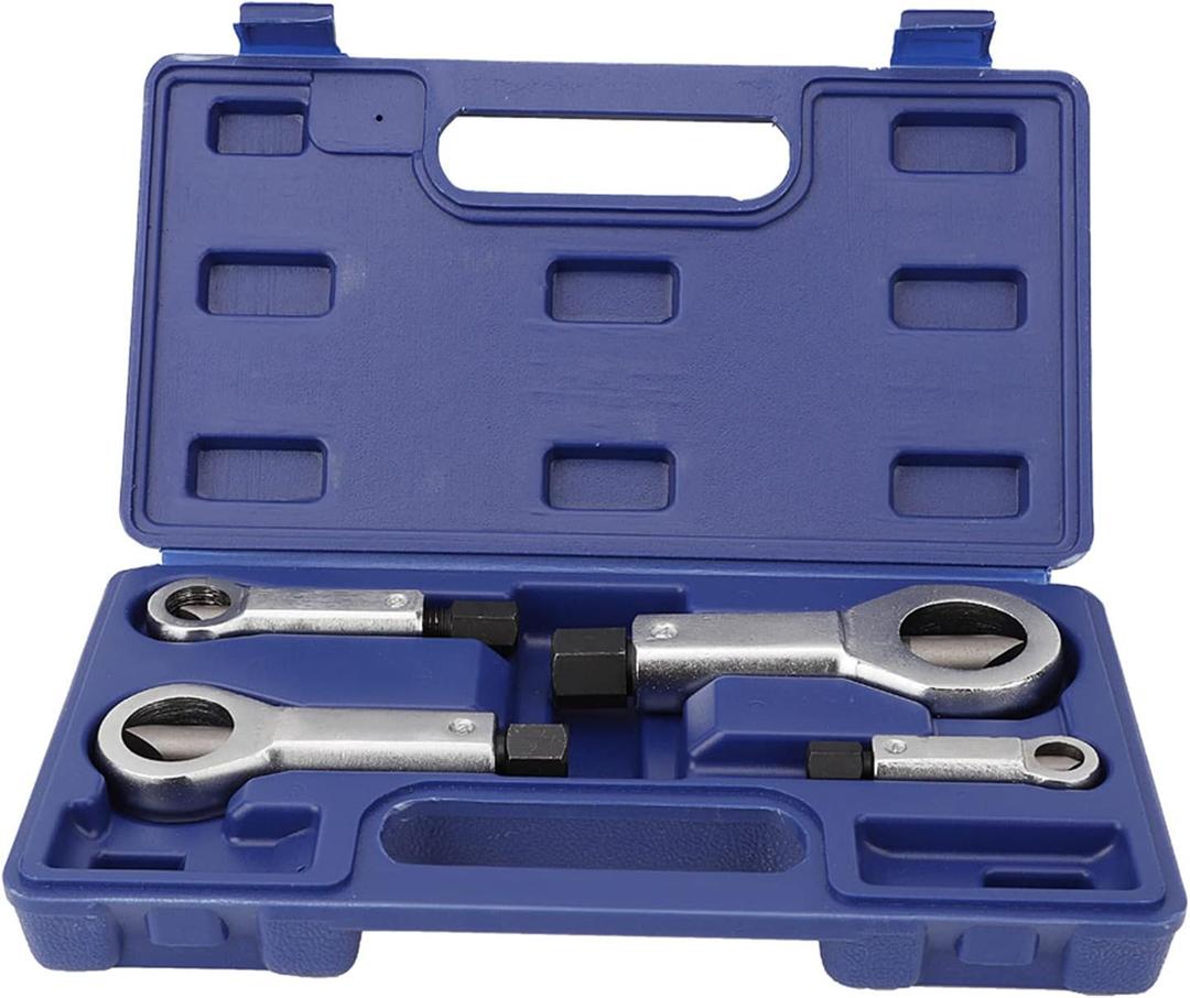Qiilu 4Pcs 9mm-27mm Nut Splitter Broken Damaged Corroded Stuck Nut Cutter Remover Extractor Tool