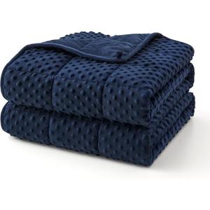 Topcee Weighted Blanket for Adults (15lbs 48"x72"), Minky Dots Heavy Blanket for 140-160lbs Sleeping, Soft, Cozy and Cooling Weighted Throw Blankets, Machine Washable, Blue
