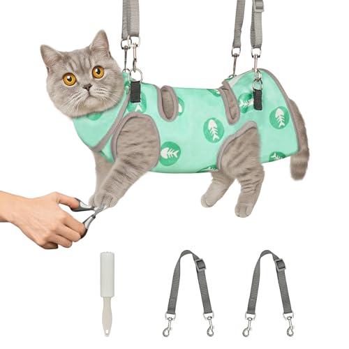 Supet Cat Grooming Hammock, Self-Adherent Cat Wrap for Cutting Nails, Anti-Escape Calming Wrap for Medicine, Nail Clipping, Teeth Brushing, Ear Cleaning, Large
