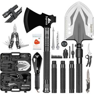 Survival Shovel High Carbon Steel Tactical Shovel Axe Folding Entrenching Tool Camping Hiking Shovel Carrying Pouch Car Emergency Survival Gear