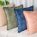 Pack of 2, Sage Green Velvet Throw Pillow Covers 20x20 Inch Decorative Pillowcase Chenille Boho Farmhouse Cushion Covers Soft Texture Couch Cushion Case for Couch Sofa Bedroom Living Room