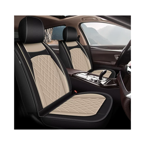 Seat Covers for Jeep Cherokee 2014-2023 2024: Full Set Waterproof Leather Car Seat Cover Compatible with Airbag (2 Row 5 Seats, Black & Beige)