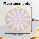 Colorful Striped Paper Plates with Gold Scalloped Edge, 9 Inch Disposable Plate, 50 Pack, Party Tableware for Birthday Celebrations,Christmas and Halloween Decorations, Soft 6 Colors