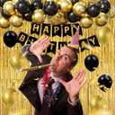 Gold Birthday Party Decorations Kit for Men,3pcs birthday Decorations for Men boys black and gold Balloon Boxes Birthday Party Favors