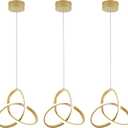 MAYNA Spiral Kitchen Island Pendant Lights, 4000K Modern Led Chandelier Light Fixture, 18W Adjustable Hanging Light Fixtures for Kitchen Island Dinning Room, 3 Pack (Gold)
