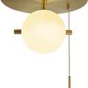Semi Flush Mount Ceiling Light Gold, Glass Globe Ceiling Light with Pull Chain, Mid Cenrtury Modern Pull String Light Fixture Ceiling Mount for Closet Bathroom Kitchen Sink Bedroom Hallway Basement