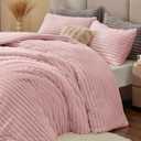 BEDELITE Fleece Twin Comforter Set -Super Soft & Warm Fluffy Pink Bedding, Luxury Fuzzy Heavy Bed Set for Winter with 1 Pillow case