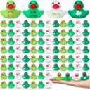 Jenaai 100 Pcs St Patrick's Day Rubber Ducks Assorted Shamrock Rubber Duck Bulk Mini Pool Ducks Toys for Party Favors Classroom Exchange Gifts