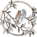 Ferraycle Metal Wall Art Bird on Tree Branch Silhouette Bird Hanging Ornament Porch Wall Decor for Living Room Outdoor Garden Bedroom Office Housewarming Party Decoration(Fresh Color)