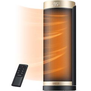 DREO Space Heater, 1500W Electric Heaters for Indoor Use with Thermostat, 70 Oscillation, 8 Safety Protections, 5 Modes, Remote, 12H Timer, Quiet Portable Heater for Office, Bedroom, Large Room (Gold)