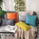 MIULEE Pack of 2 Decorative Outdoor Solid Waterproof Throw Pillow Covers Faux Linen Garden Farmhouse Cushion Cases for Patio Tent Balcony Couch Sofa 20x12 Inch Dark Grey