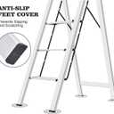 KINGRACK Aluminium 4 Step Ladder, Lightweight Step Stool with Non-Slip Pedals, Handrail, Foldable Step Ladder for Kitchen, Garage, Home, Space Saving, Sturdy and Portable, Silver